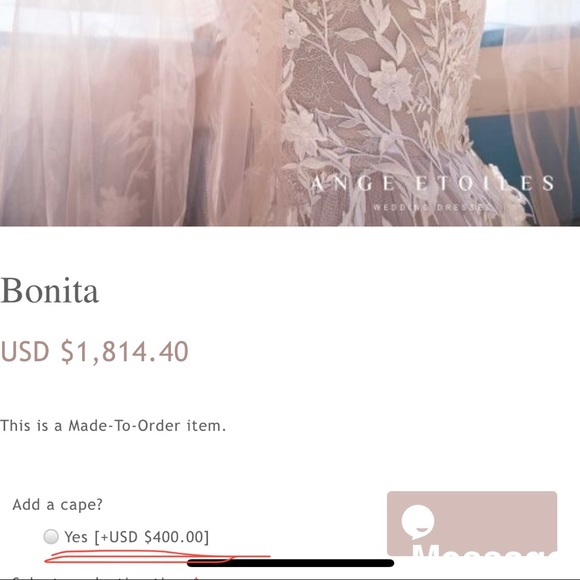 Ange etoiles bonita bridal wedding cape - Picture 4 of 4